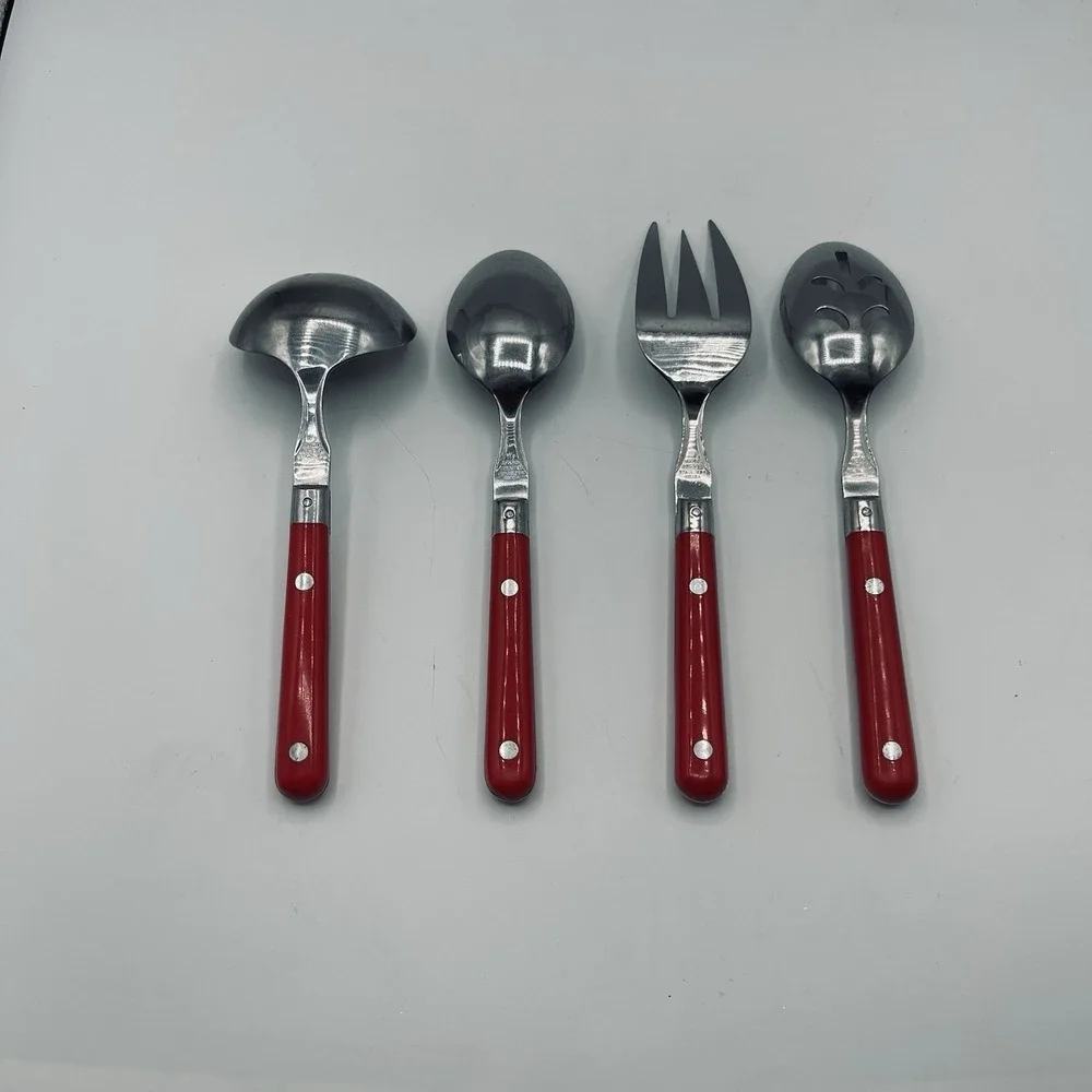 Washington Forge MARDI GRAS‎ RED stainless Flatware 4 SERVING PIECES SS